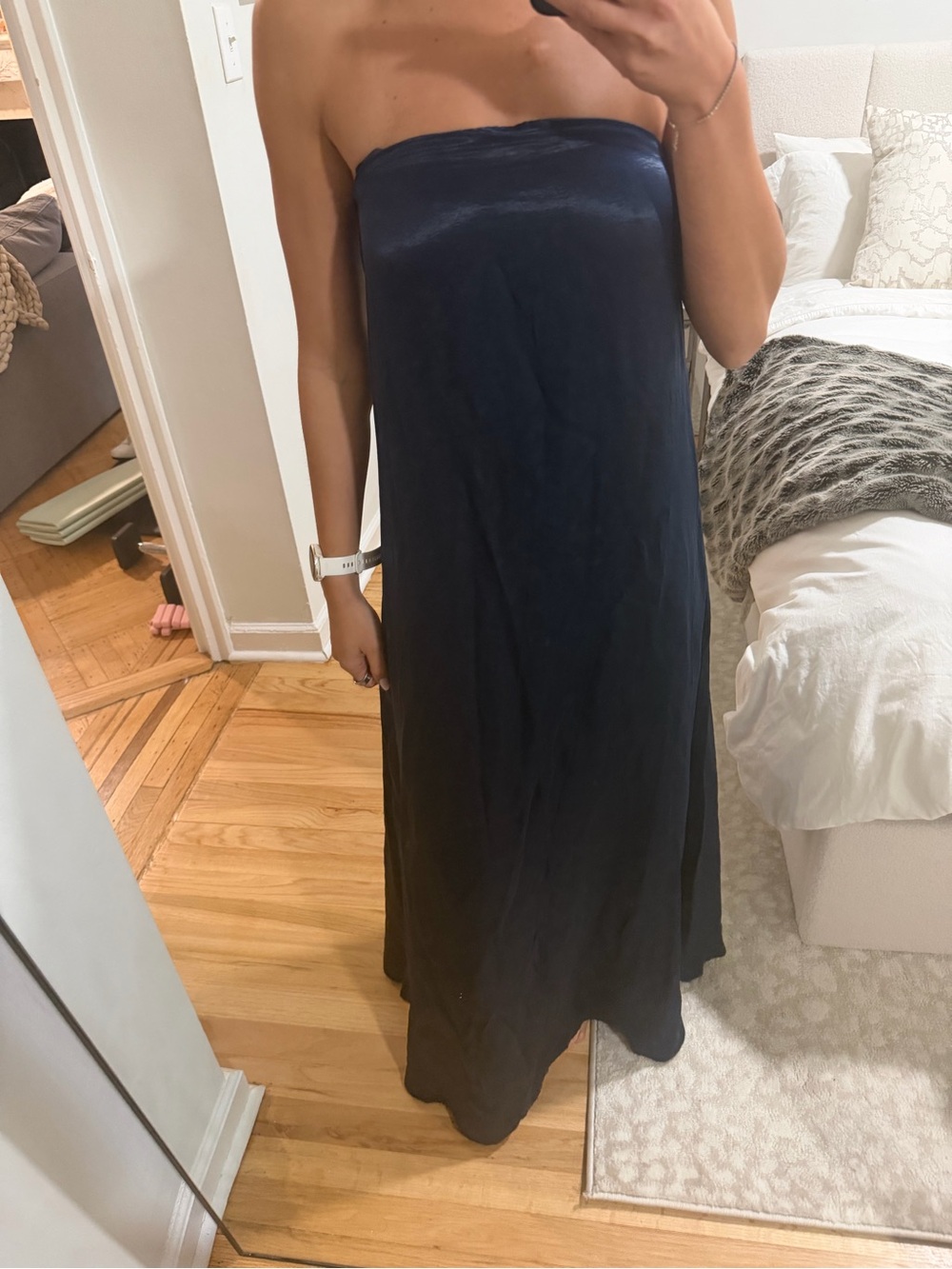 Abercrombie & Fitch Strapless Navy Maxi Dress